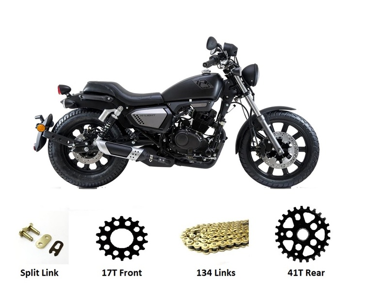  KEEWAY 125 SUPERLIGHT HEAVY DUTY GOLD CHAIN SPROCKET KIT '17-'21 EFi